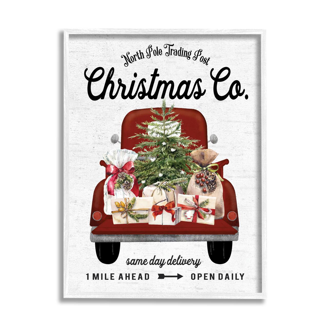 Stupell Industries North Pole Christmas Co. Sign Framed Giclee Art